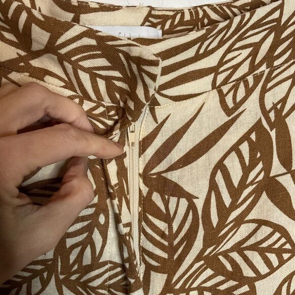 NWOT House Of Harlow 1960 Cream Tan Leaf Linen Blend Trouser Pants 10 - Picture 4 of 7